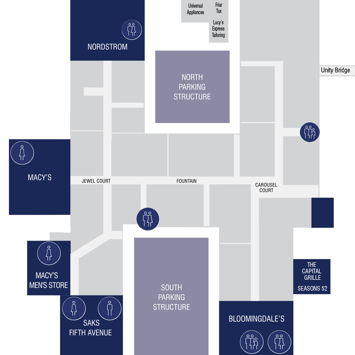 South Coast Plaza Map (Bridge) [Level 1] - Costa Mesa, CA - 'You