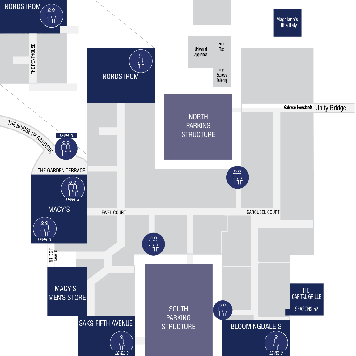 level 1 level 2 south coast plaza map