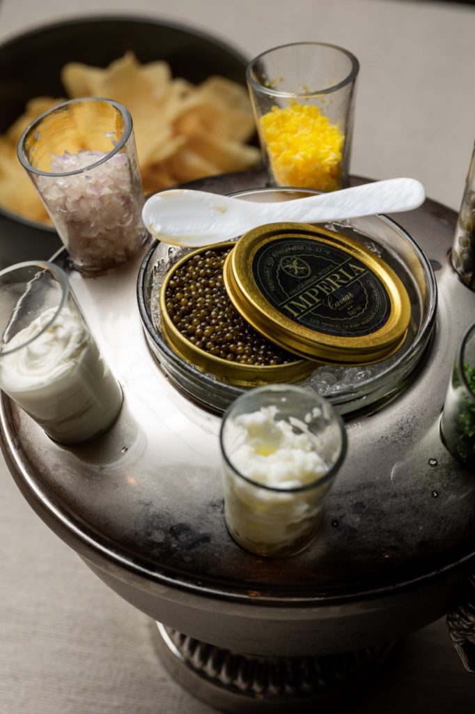 Caviar service in the @templecourtnyc Dining Room to celebrate the